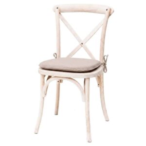 Silla Crossback Blanco Roto de Madera de Olmo Apilable