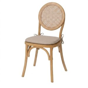 Silla Orbel Natural de Madera de Olmo con Respaldo Cannage Apilable
