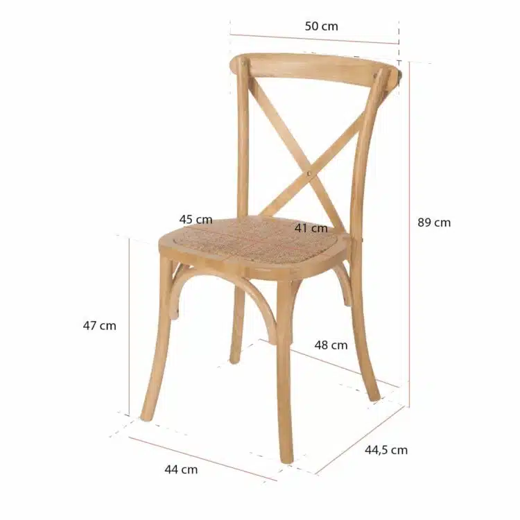 Dimensiones Silla Crossback Natural