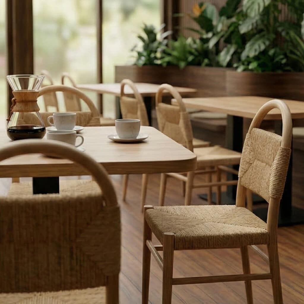 Conjunto mesa y sillas natural