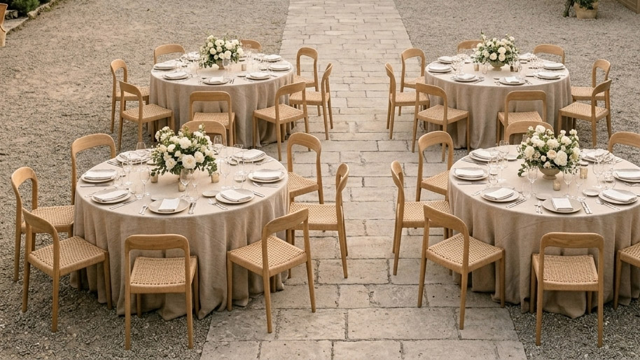 Silla Prisa natural en montaje de evento