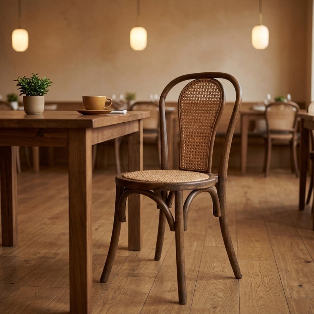 Silla Thonet New Marrón en ambiente de hostelería